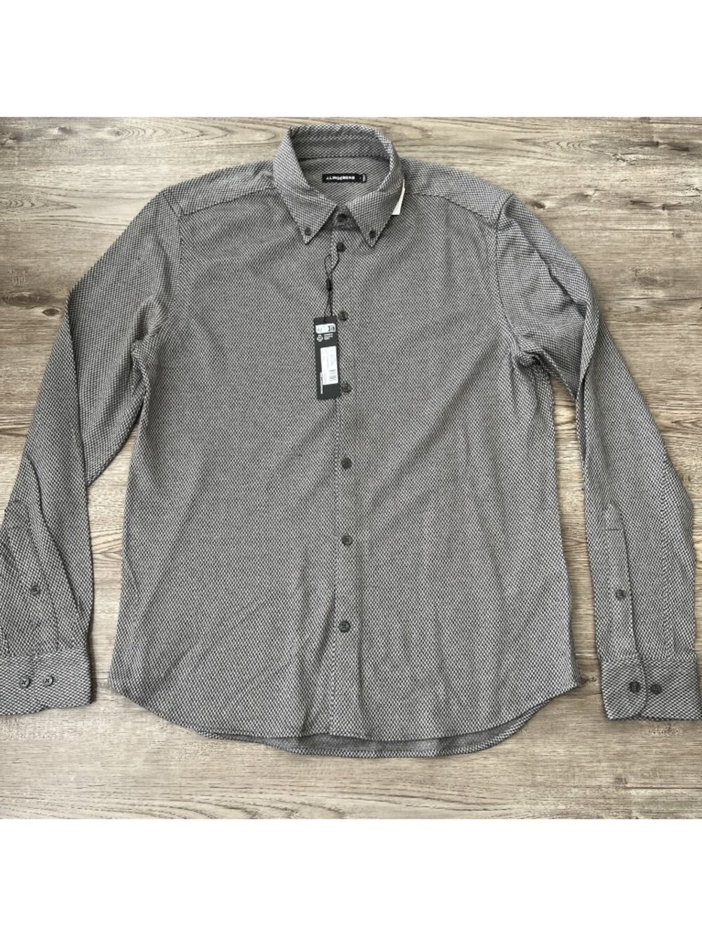NWT J.Lindeberg Marlon Jersey Structure Shirt Mens Large Gray Check Slim